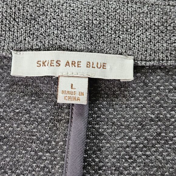 Skies Are Blue Asa Knit Blazer L Gray 3/4 Sleeves Contrast Cuffs Casual Career - Picture 3 of 9